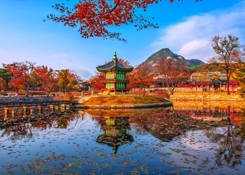 Autumn at gyeongbokgung palace seoul south Korea