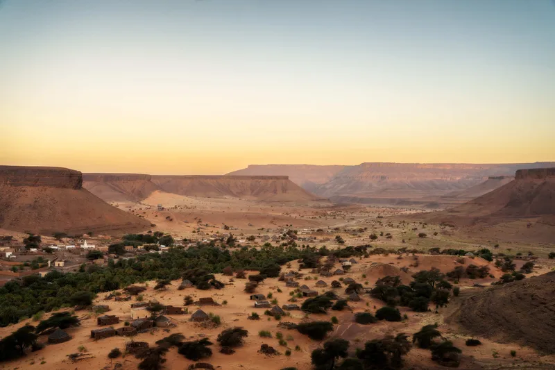 Terjit Oasis desert valley landscape in Mauritania